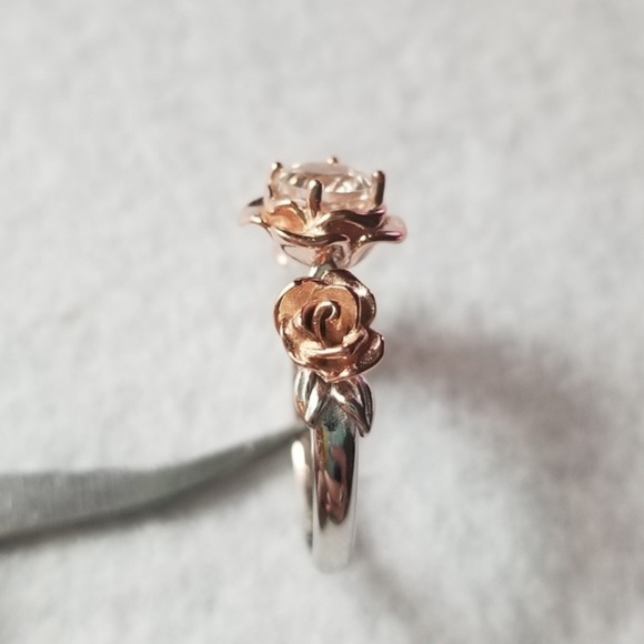 Sterling Silver & 18k Three-Rose Ring - Picture 5 of 7